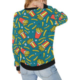 French fries red paper box pattern Women's Crew Neck Sweatshirt