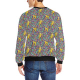 Cute yellow monkey leaves pattern Men's Crew Neck Sweatshirt