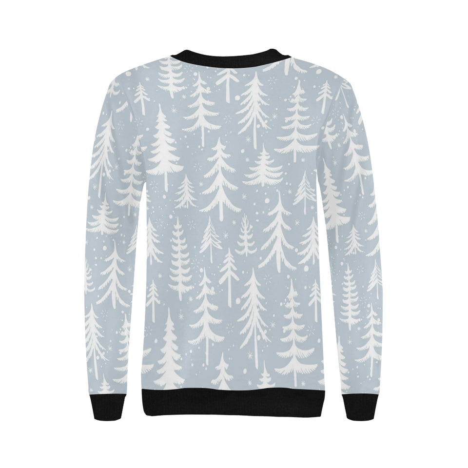 Christmas tree winter forest pattern Women's Crew Neck Sweatshirt