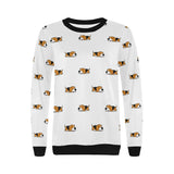 Cute beagle dog sleeping pattern Women's Crew Neck Sweatshirt