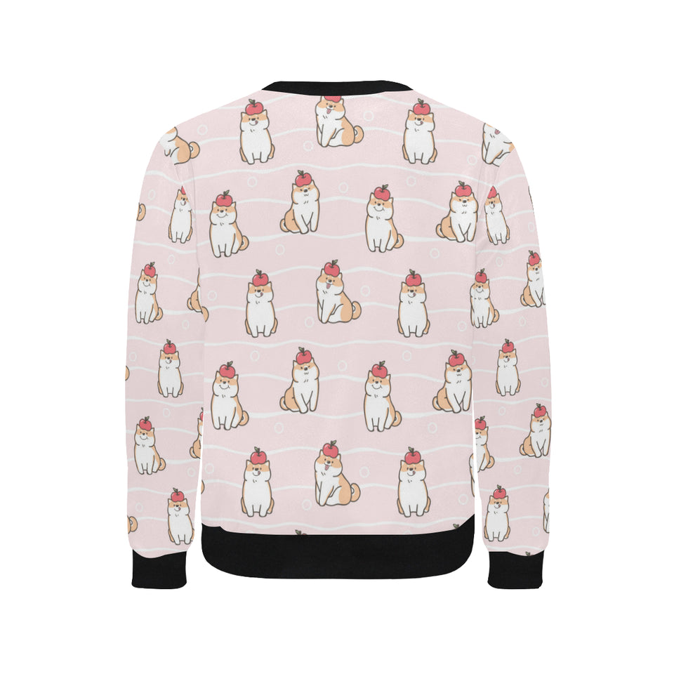 Cute Shiba Inu Dog Apple pattern Men's Crew Neck Sweatshirt