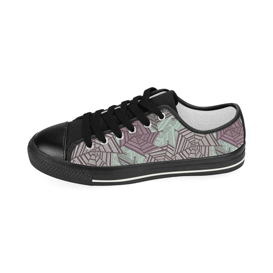 Spider web cobweb design color pattern Kids' Boys' Girls' Low Top Canvas Shoes Black