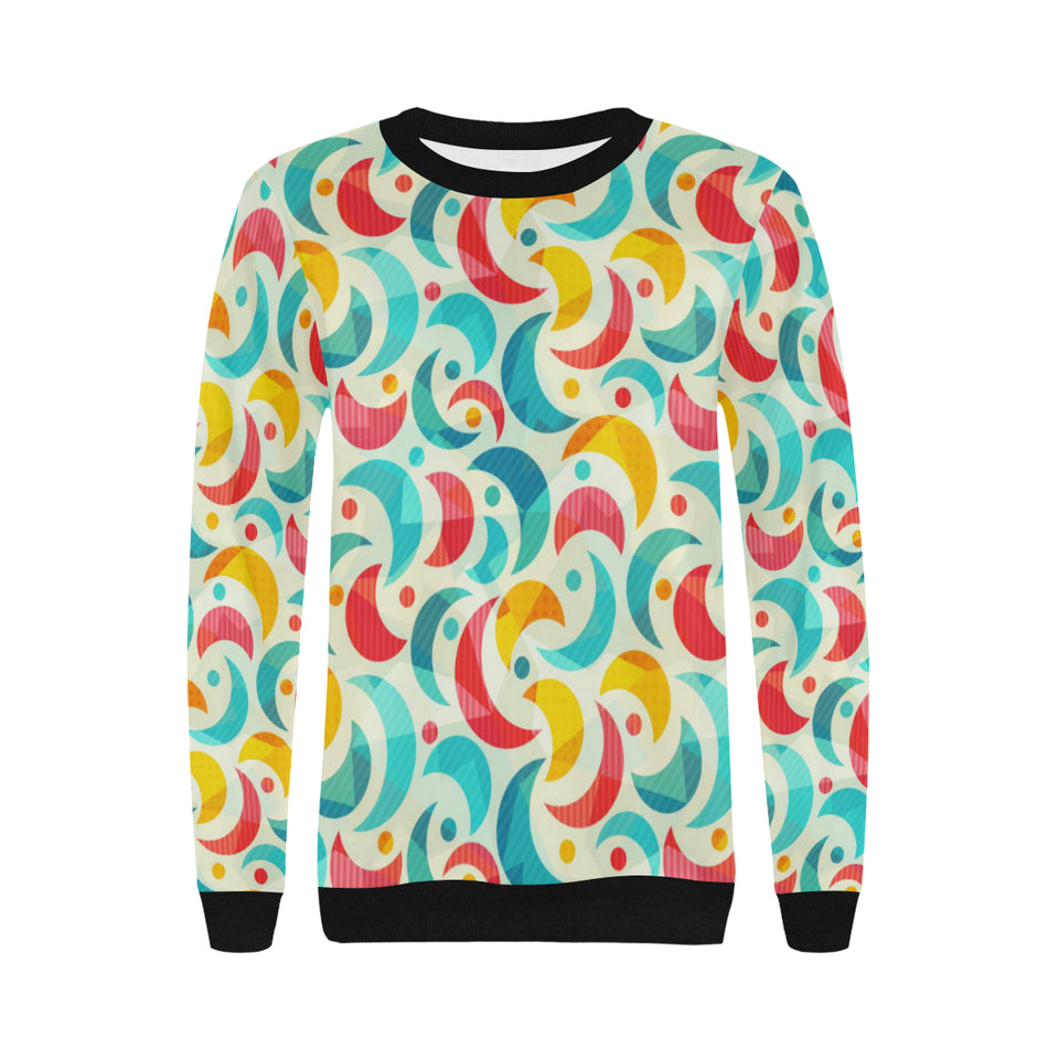 Colorful moon pattern Women's Crew Neck Sweatshirt