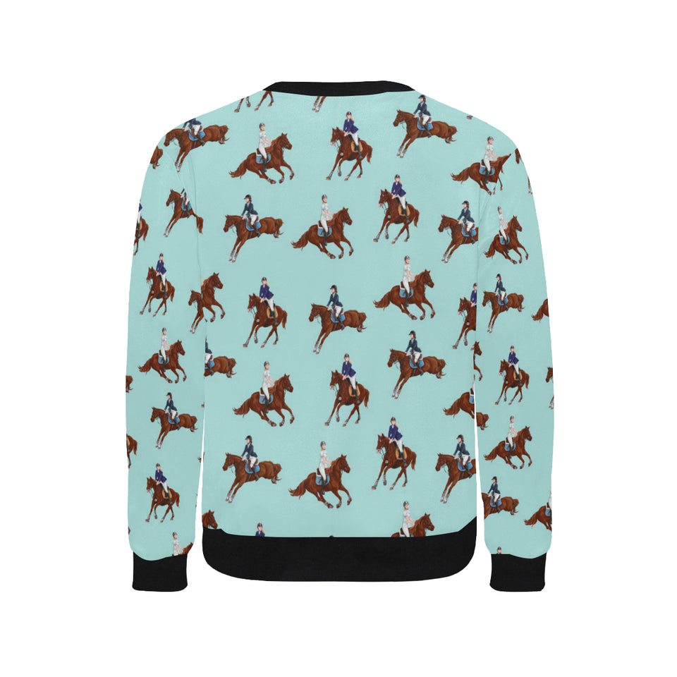 Horses running horses rider pattern Men's Crew Neck Sweatshirt