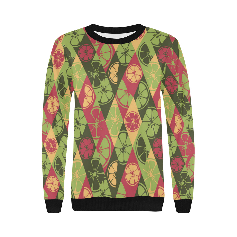 Cool Geometric lime pattern Women's Crew Neck Sweatshirt