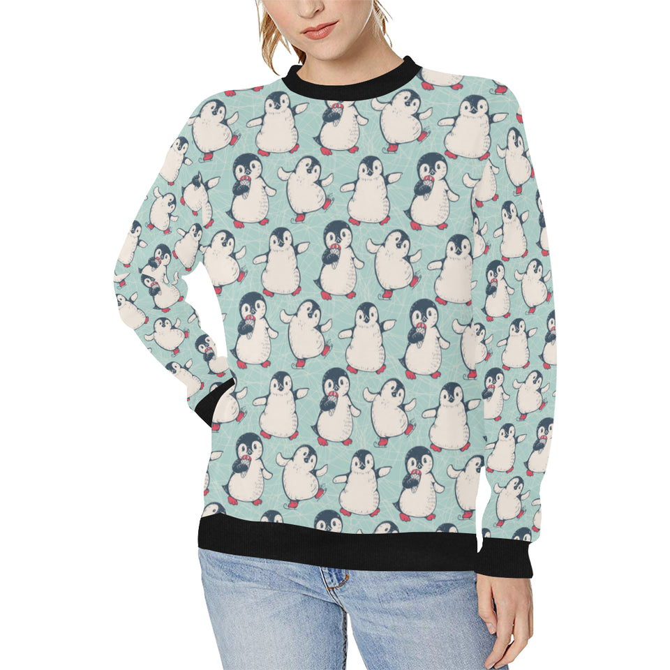 Cute Penguin pattern Women's Crew Neck Sweatshirt