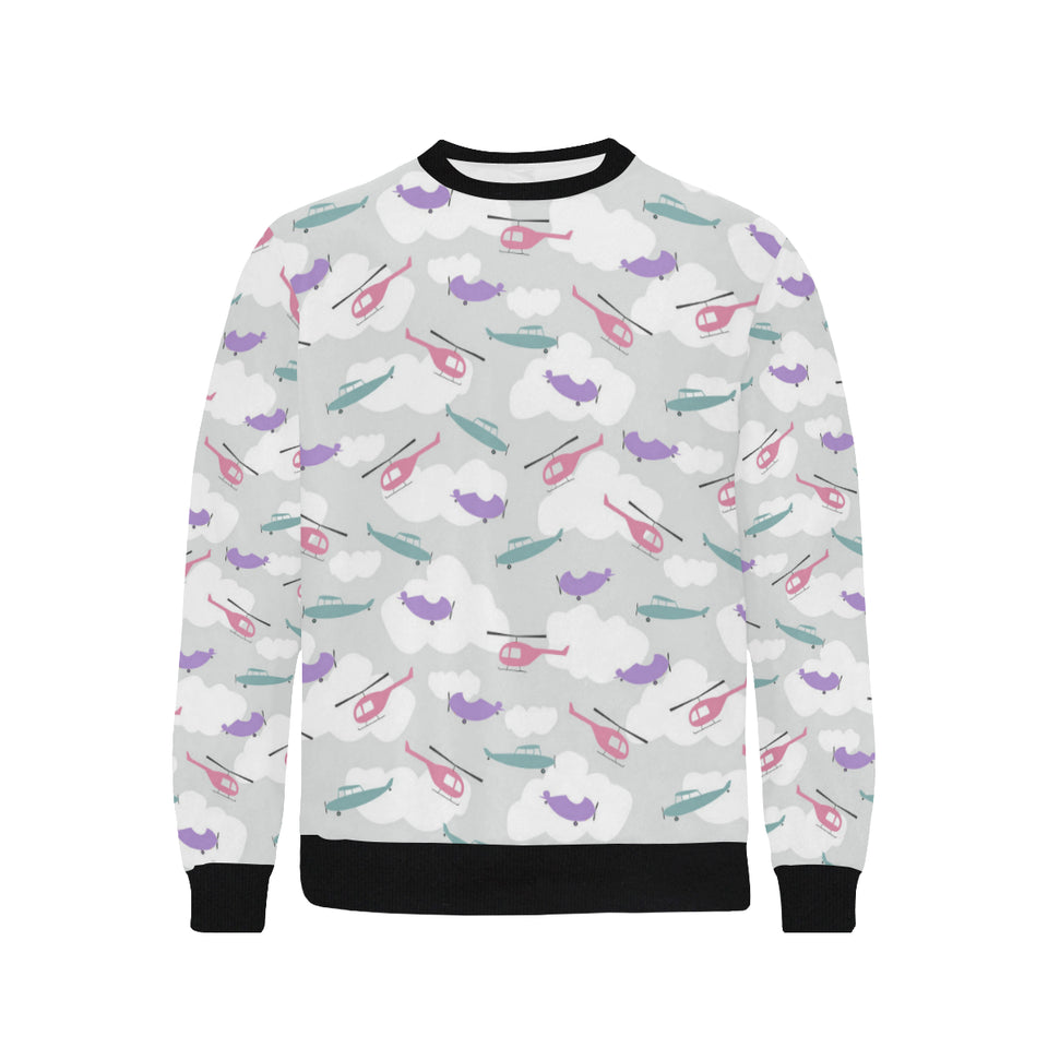Helicopter plane pattern Men's Crew Neck Sweatshirt