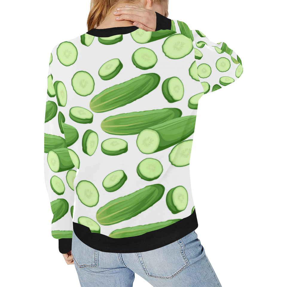 cucumber whole slices pattern Women's Crew Neck Sweatshirt