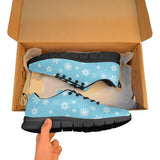 Snowflake pattern blue background Women's Sneaker Shoes