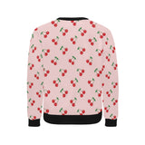cherry pattern pink background Men's Crew Neck Sweatshirt