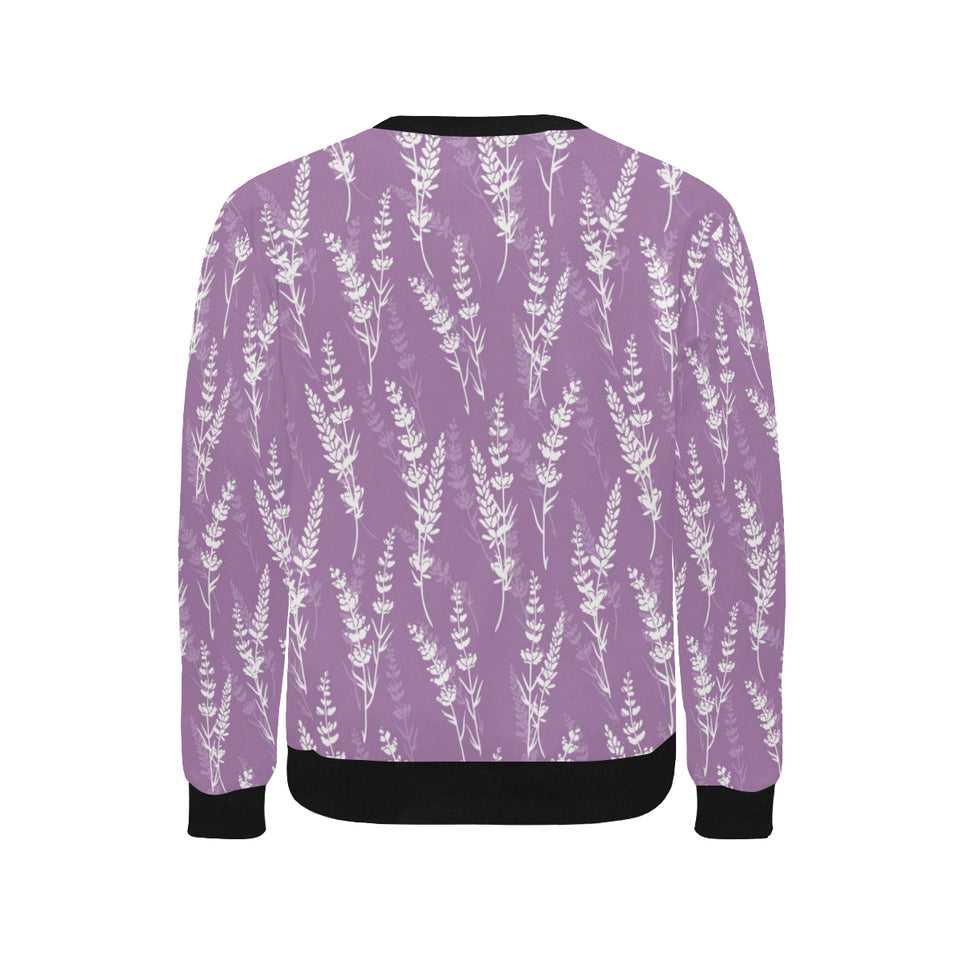 Lavender flowers purple pattern Men's Crew Neck Sweatshirt