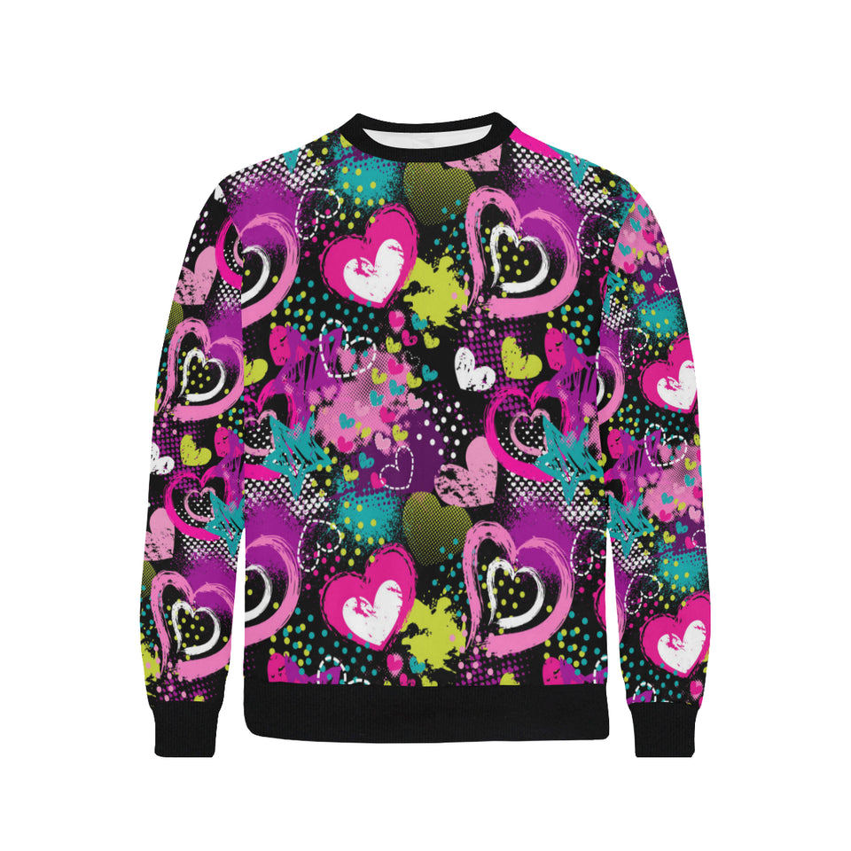 heart dot wave star creative design pattern Men's Crew Neck Sweatshirt