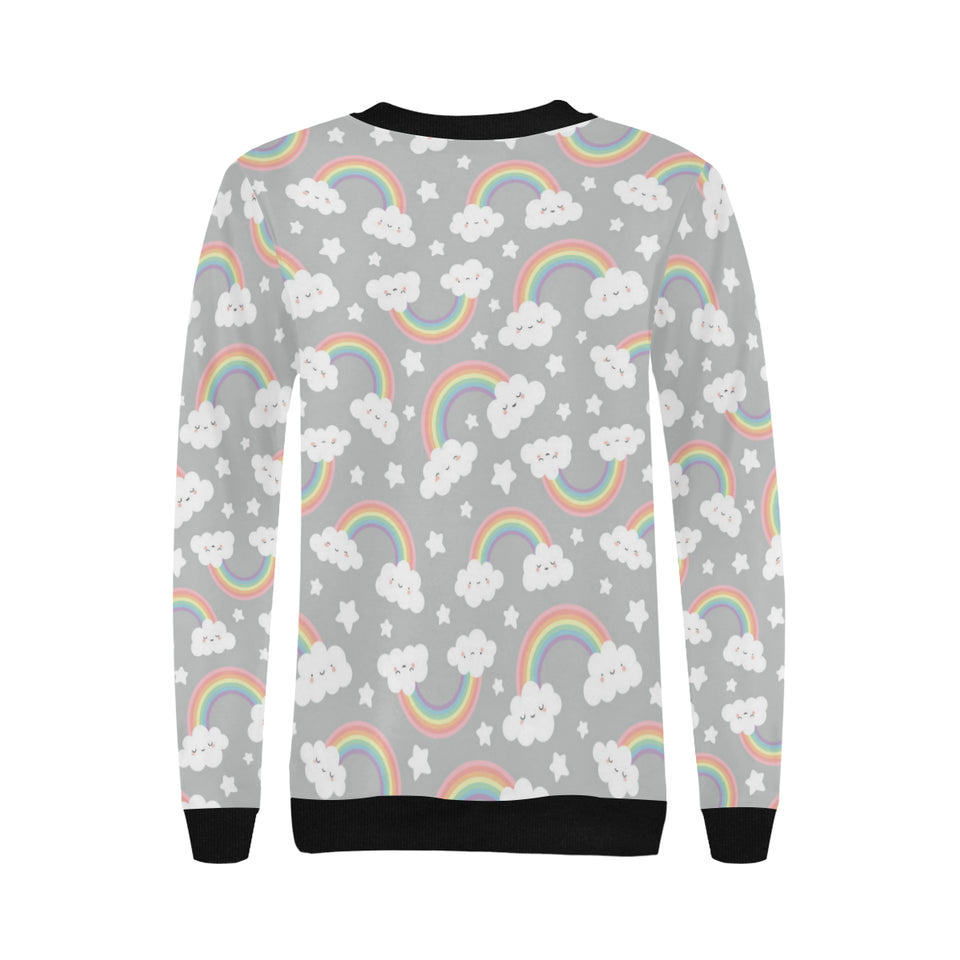 Cute rainbow clound star pattern Women's Crew Neck Sweatshirt