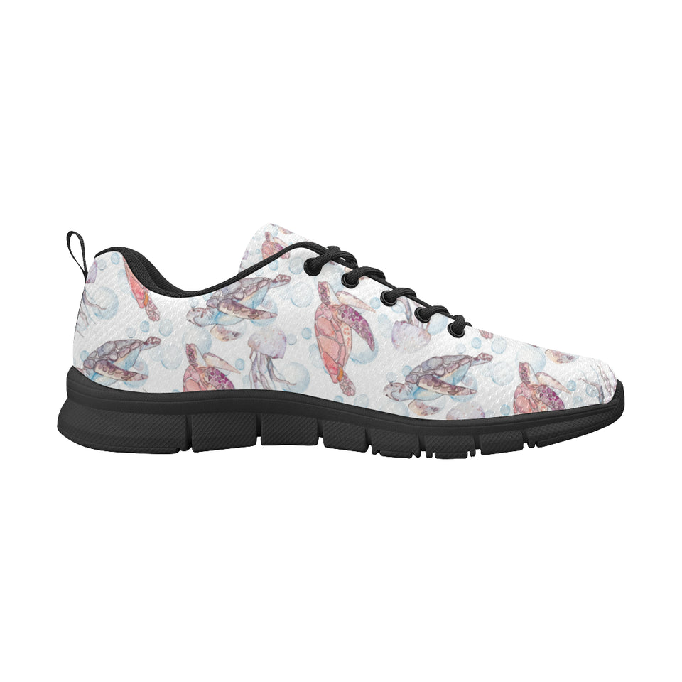 Watercolor sea turtle jellyfish pattern Women's Sneaker Shoes