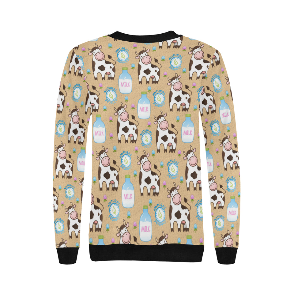 Cow bottle of milk pattern Women's Crew Neck Sweatshirt