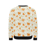 Cute brown pomeranian paw leave bone pattern Men's Crew Neck Sweatshirt