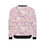 Japanese crane rose pattern Men's Crew Neck Sweatshirt