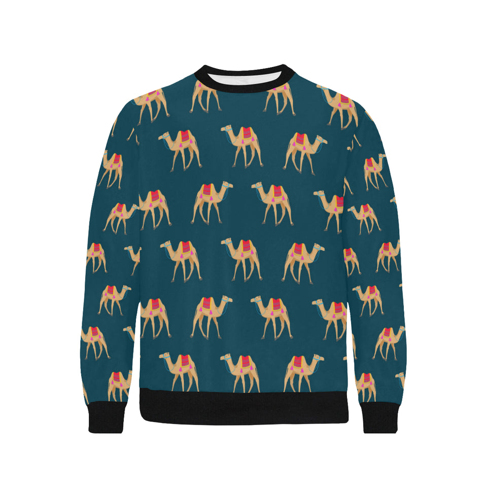 Camel pattern blue blackground Men's Crew Neck Sweatshirt