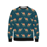 Camel pattern blue blackground Men's Crew Neck Sweatshirt