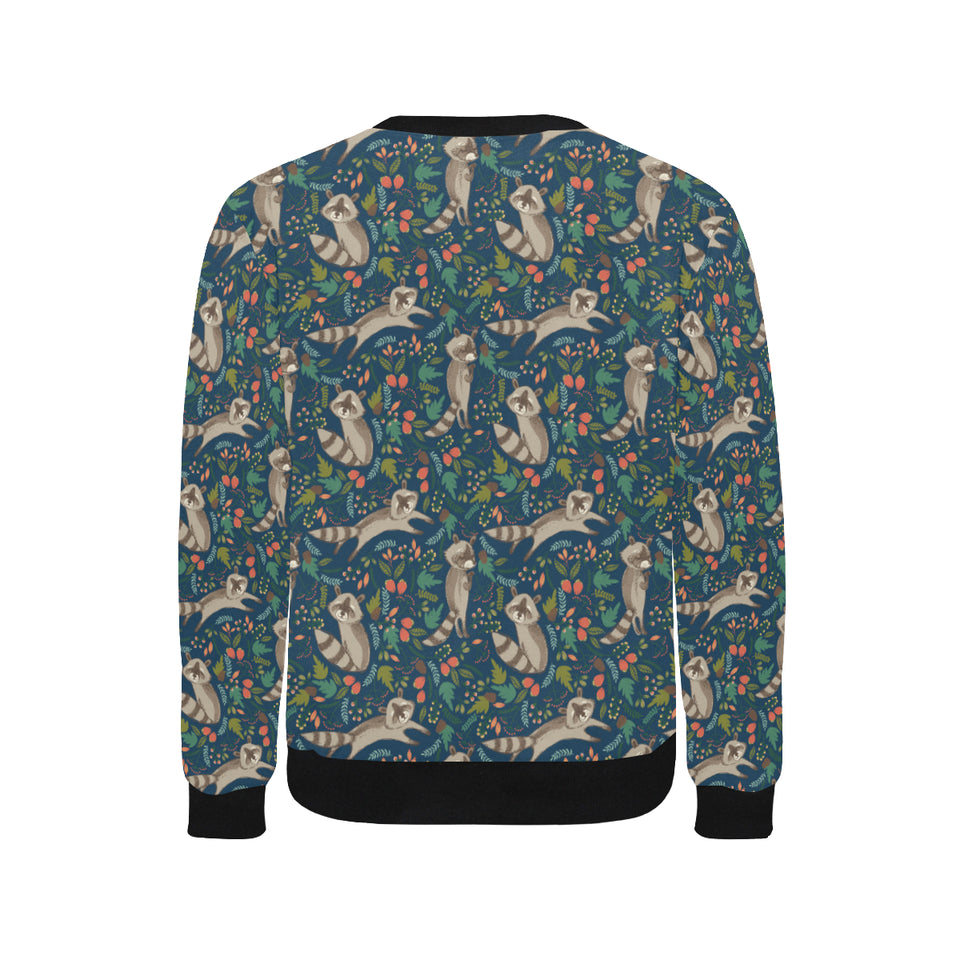 Raccoon tropical leaves pattern Men's Crew Neck Sweatshirt