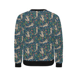 Raccoon tropical leaves pattern Men's Crew Neck Sweatshirt
