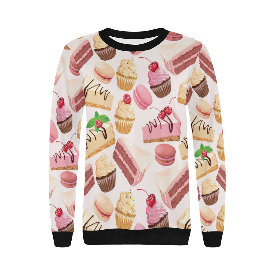 Cake cupcake sweets pattern Women's Crew Neck Sweatshirt
