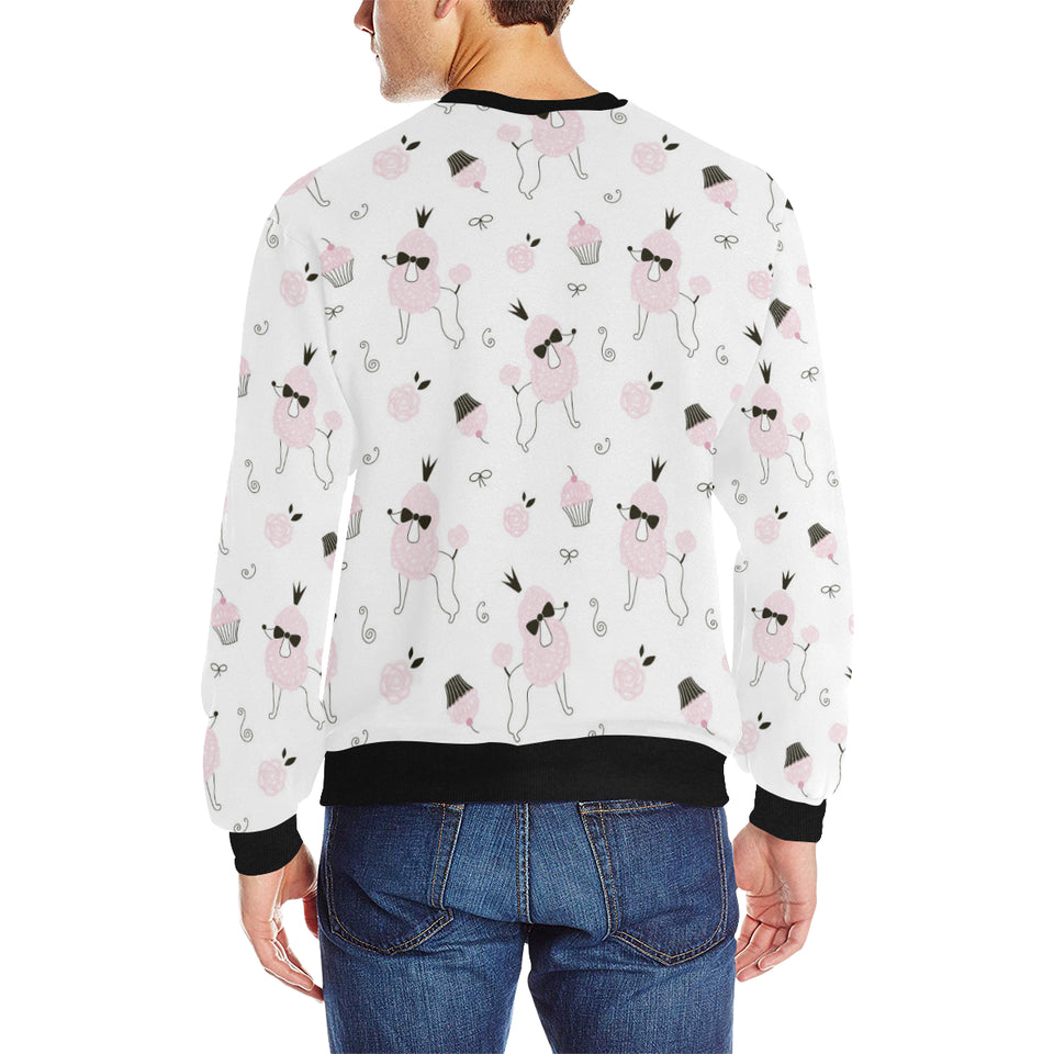 Poodle dog rose cake pattern Men's Crew Neck Sweatshirt