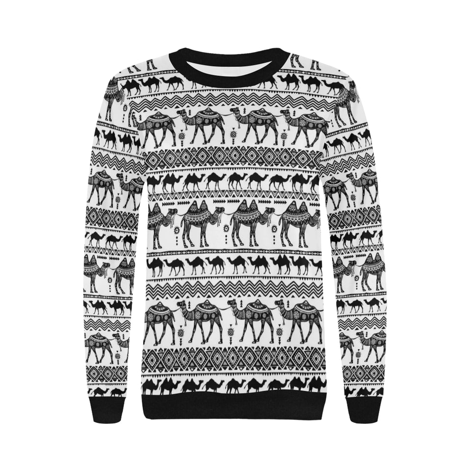 Camel polynesian tribal pattern Women's Crew Neck Sweatshirt