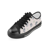 cute raccoons leaves pattern Kids' Boys' Girls' Low Top Canvas Shoes Black