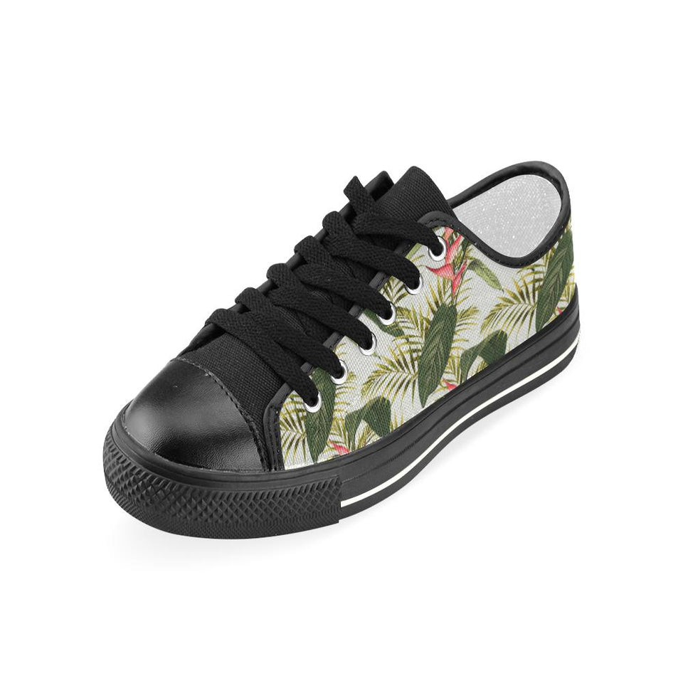 heliconia pattern Kids' Boys' Girls' Low Top Canvas Shoes Black