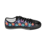 Pineapples pattern zigzag background Kids' Boys' Girls' Low Top Canvas Shoes Black