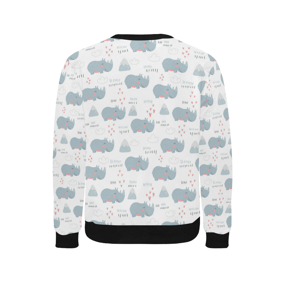 cute rhino heart pattern Men's Crew Neck Sweatshirt