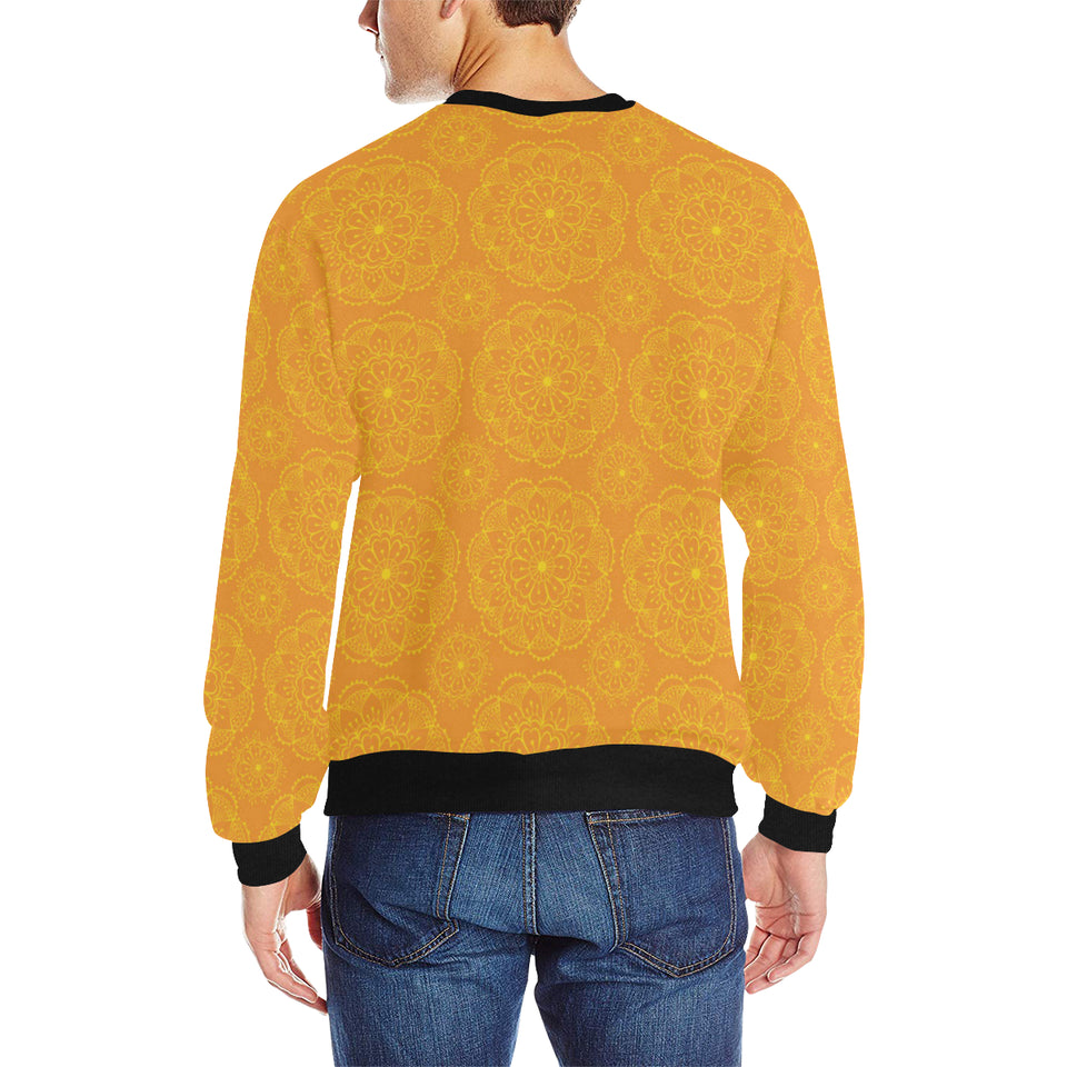 Orange traditional indian element pattern Men's Crew Neck Sweatshirt