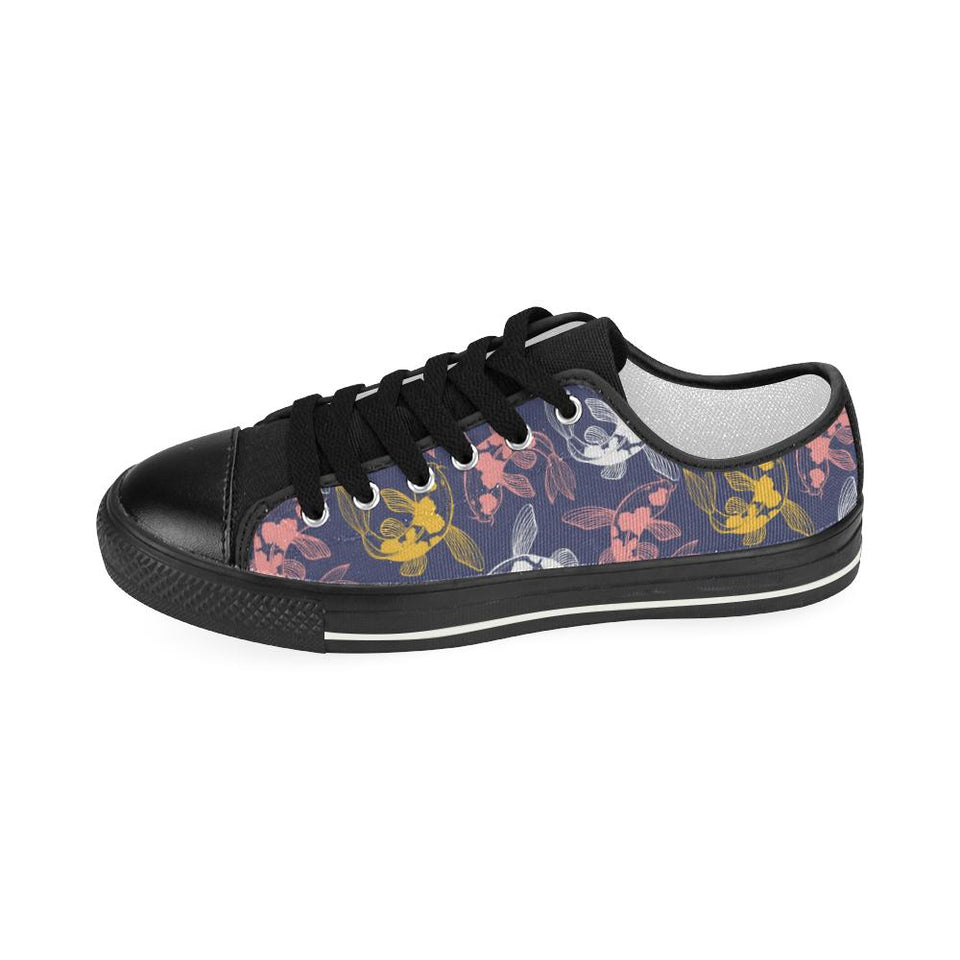 Fancy Carp pattern Kids' Boys' Girls' Low Top Canvas Shoes Black