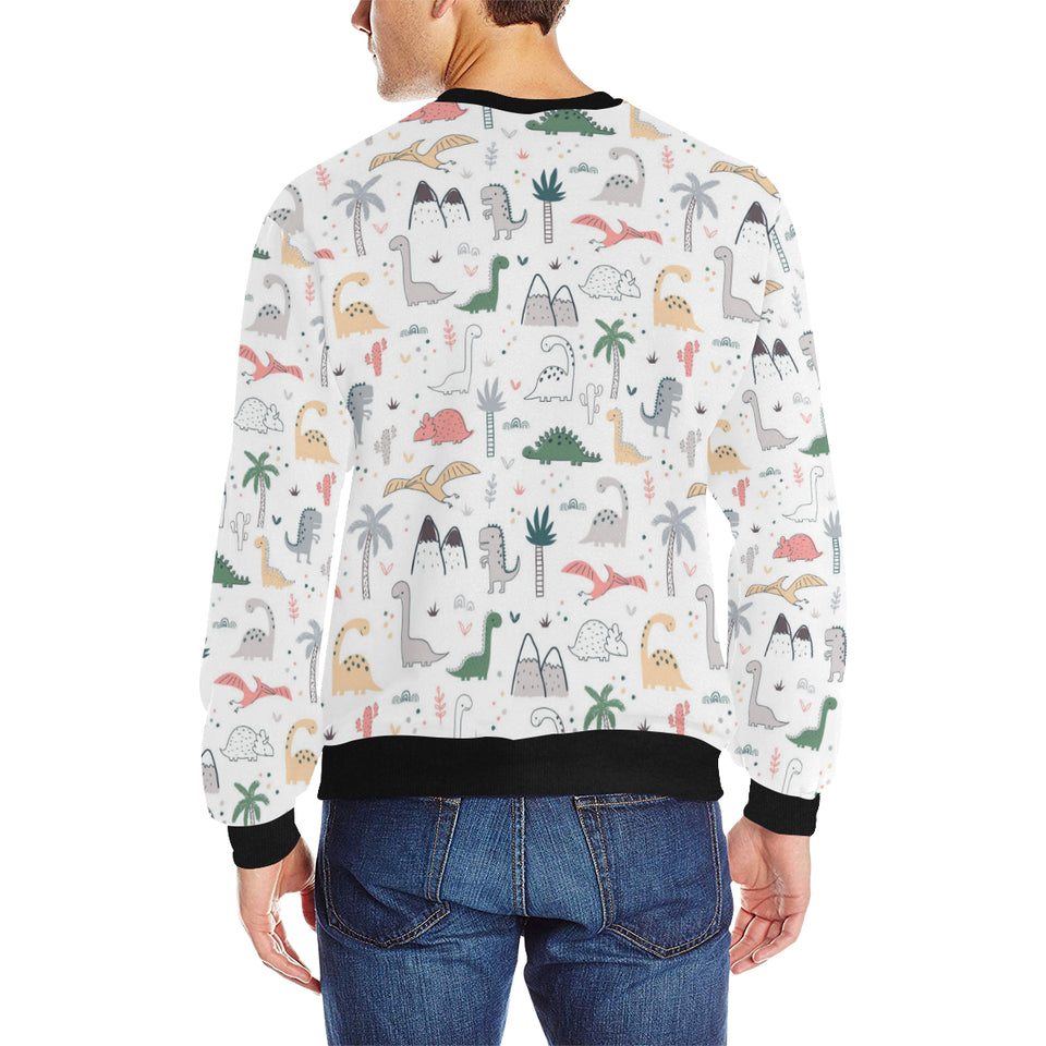 Cute cartoon dinosaurs tree pattern Men's Crew Neck Sweatshirt