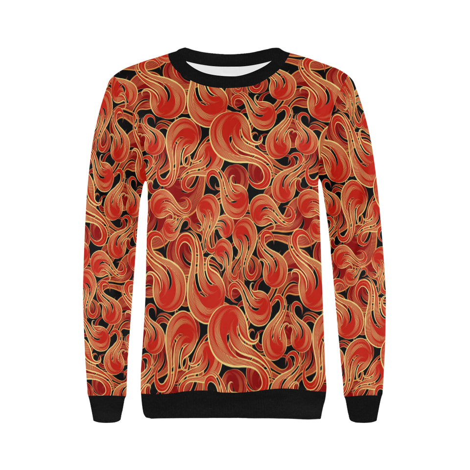Fire flame pattern Women's Crew Neck Sweatshirt