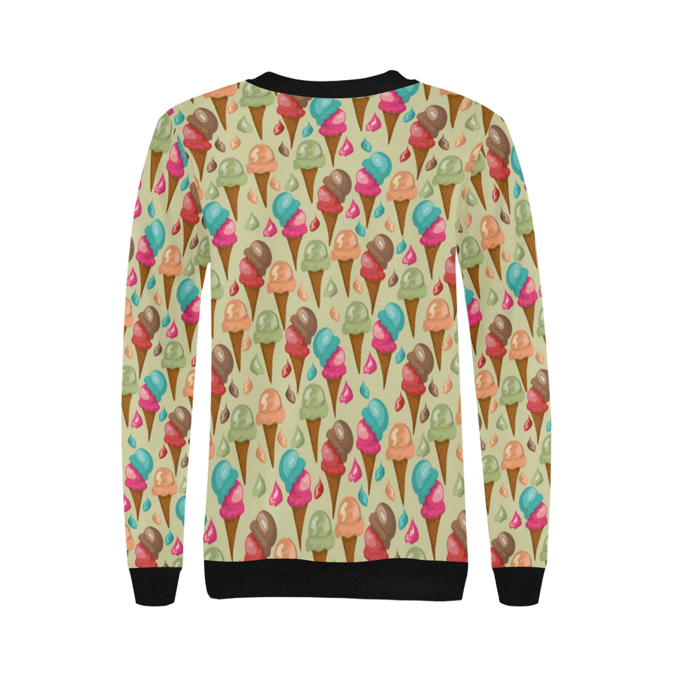 Colorful ice cream pattern Women's Crew Neck Sweatshirt