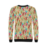 Colorful ice cream pattern Women's Crew Neck Sweatshirt