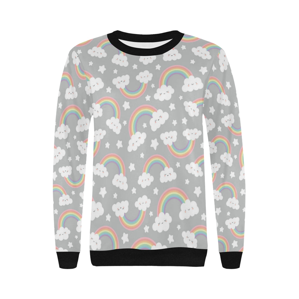 Cute rainbow clound star pattern Women's Crew Neck Sweatshirt