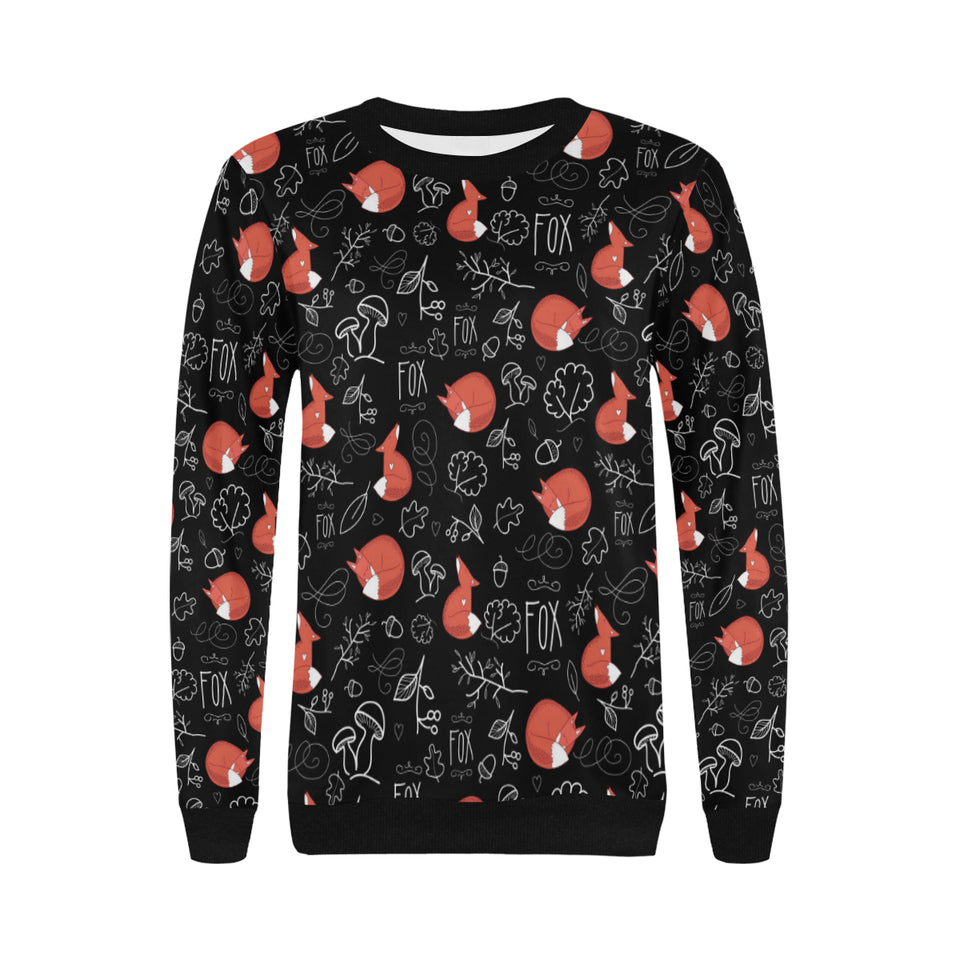 fox sleeping fox pattern Women's Crew Neck Sweatshirt