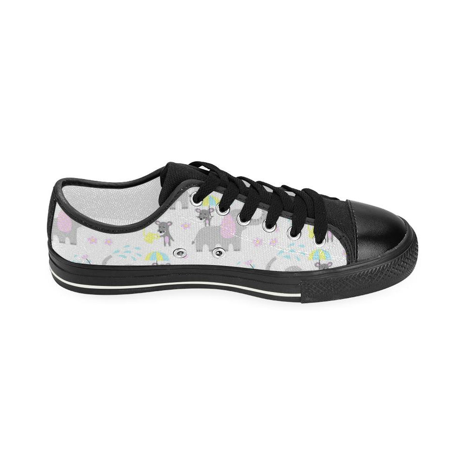 Cute elephant mouse pattern Kids' Boys' Girls' Low Top Canvas Shoes Black