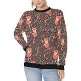 fox leaves mushroom pattern Women's Crew Neck Sweatshirt