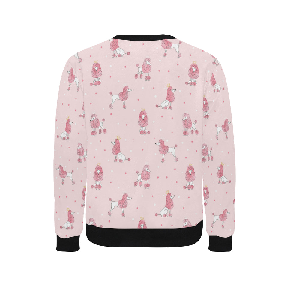 Poodle dog pink color theme Men's Crew Neck Sweatshirt