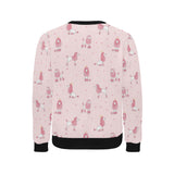 Poodle dog pink color theme Men's Crew Neck Sweatshirt