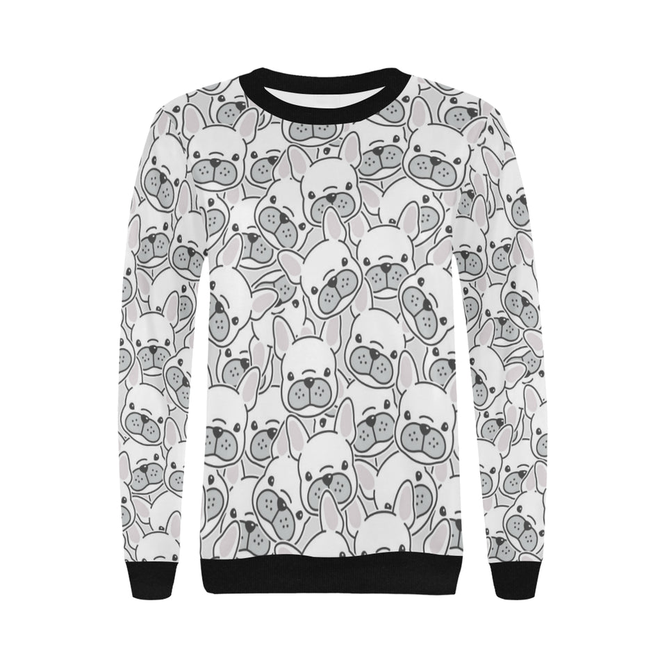 Cute french bulldog head pattern Women's Crew Neck Sweatshirt