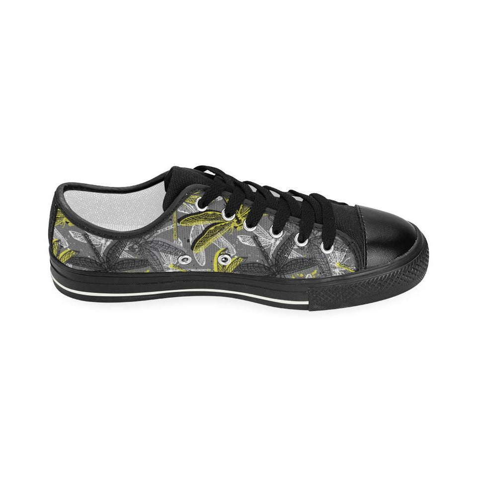 Hand drawn dragonfly pattern Kids' Boys' Girls' Low Top Canvas Shoes Black