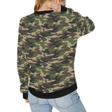 Dark Green camouflage pattern Women's Crew Neck Sweatshirt
