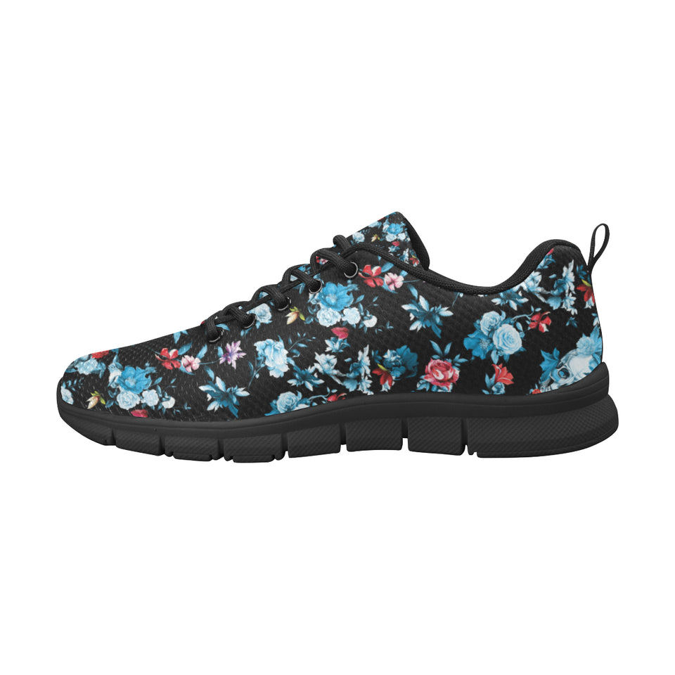 Skull flower roses leave pattern Women's Sneaker Shoes