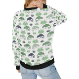 Chameleon lizard succulent plant pattern Women's Crew Neck Sweatshirt