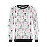 cute mermaid dolphin fish starfish pattern Women's Crew Neck Sweatshirt